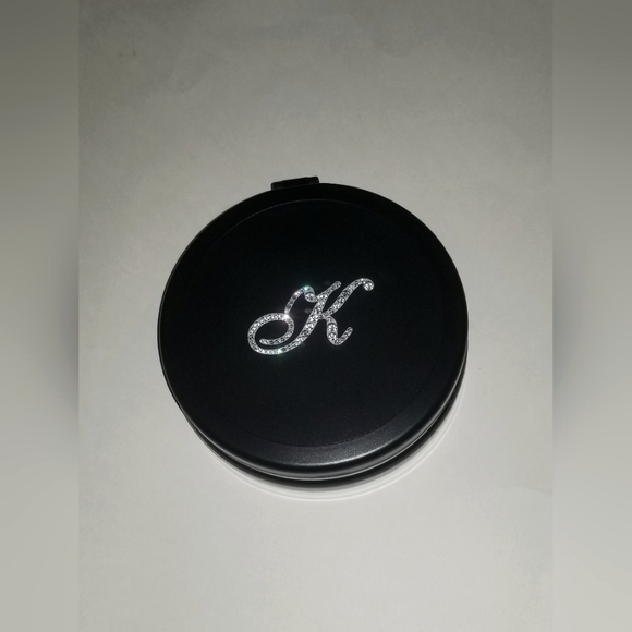 Black Dual Magnifying Mirror w/ Crystal Initial by Lori Greiner - Letter K - Picture 1 of 9